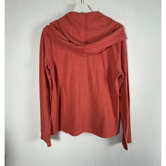 Cut Loose Womens Hooded Long Sleeve Top Small Orange Kangaroo Pocket Pullover - Picture 2 of 7